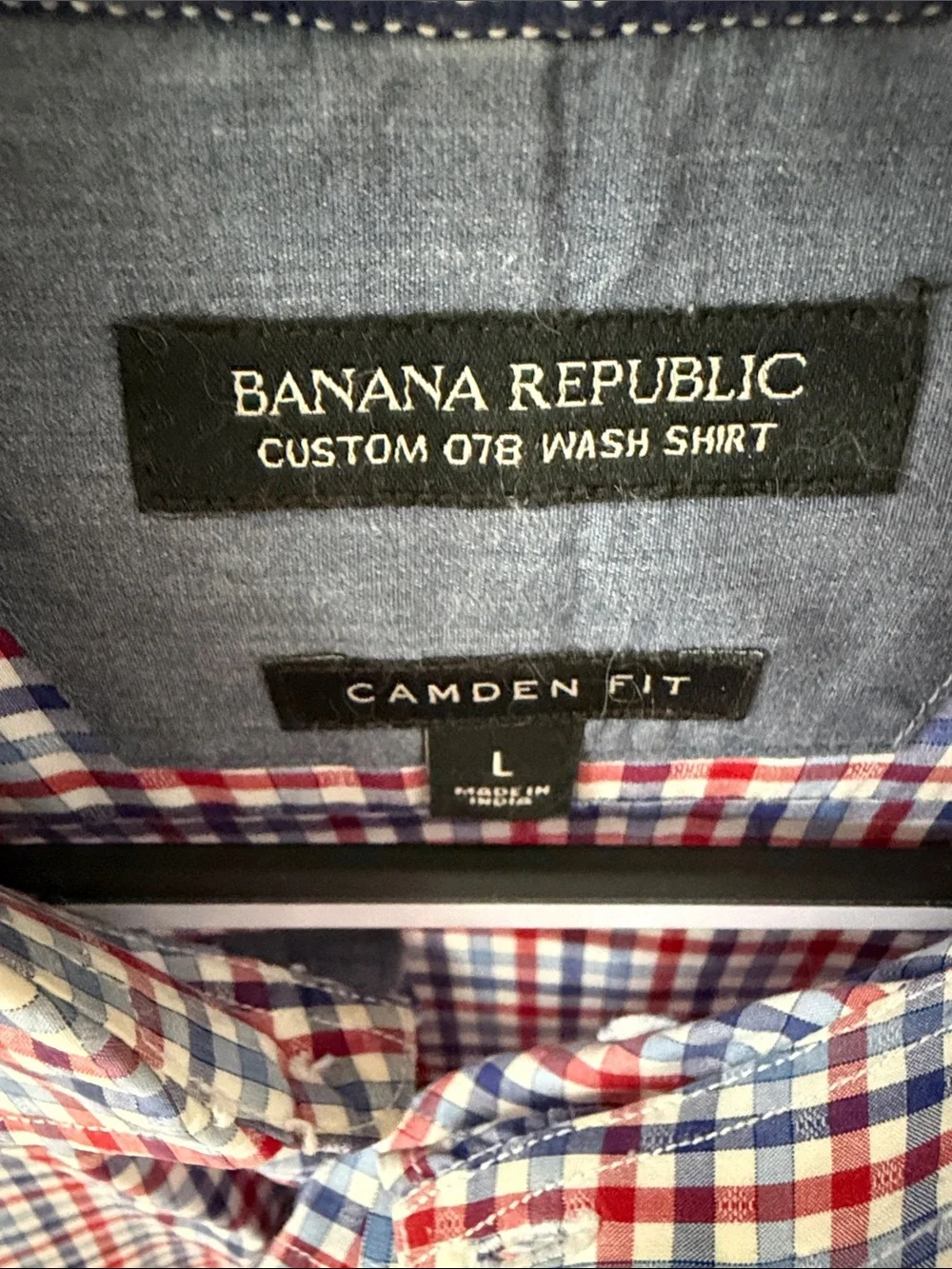 Banana Republic Red, Blue & White Check Slim Dress Shirt